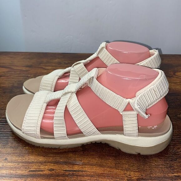 DR. SCHOLL'S Adalia Sz 10 Beige Textured Fabric Adjustable Ankle Strap Sandals - Picture 5 of 8